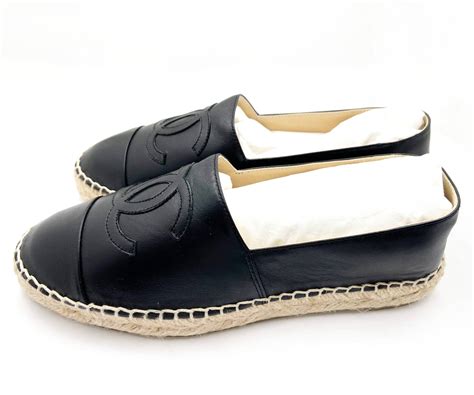 chanel black leather espadrille flats|where to buy chanel espadrilles.